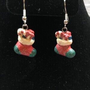 Vintage Christmas Stocking Earrings